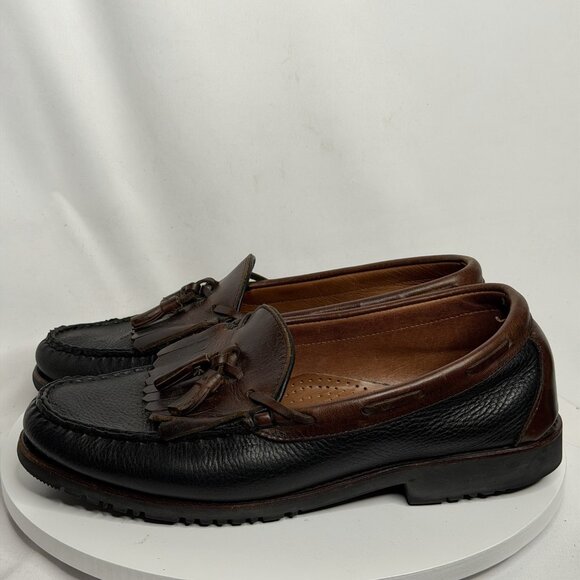 Allen Edmonds Shoes Nashua Tassle Loafers 10 3E Men’s Black & Brown Leather - Picture 1 of 8